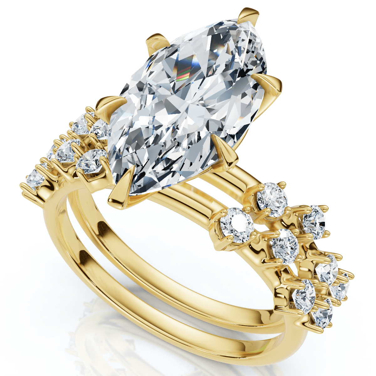 Certified 3 1/2Ct Marquise Diamond Bridal Set 14k Gold or Platinum Lab Grown