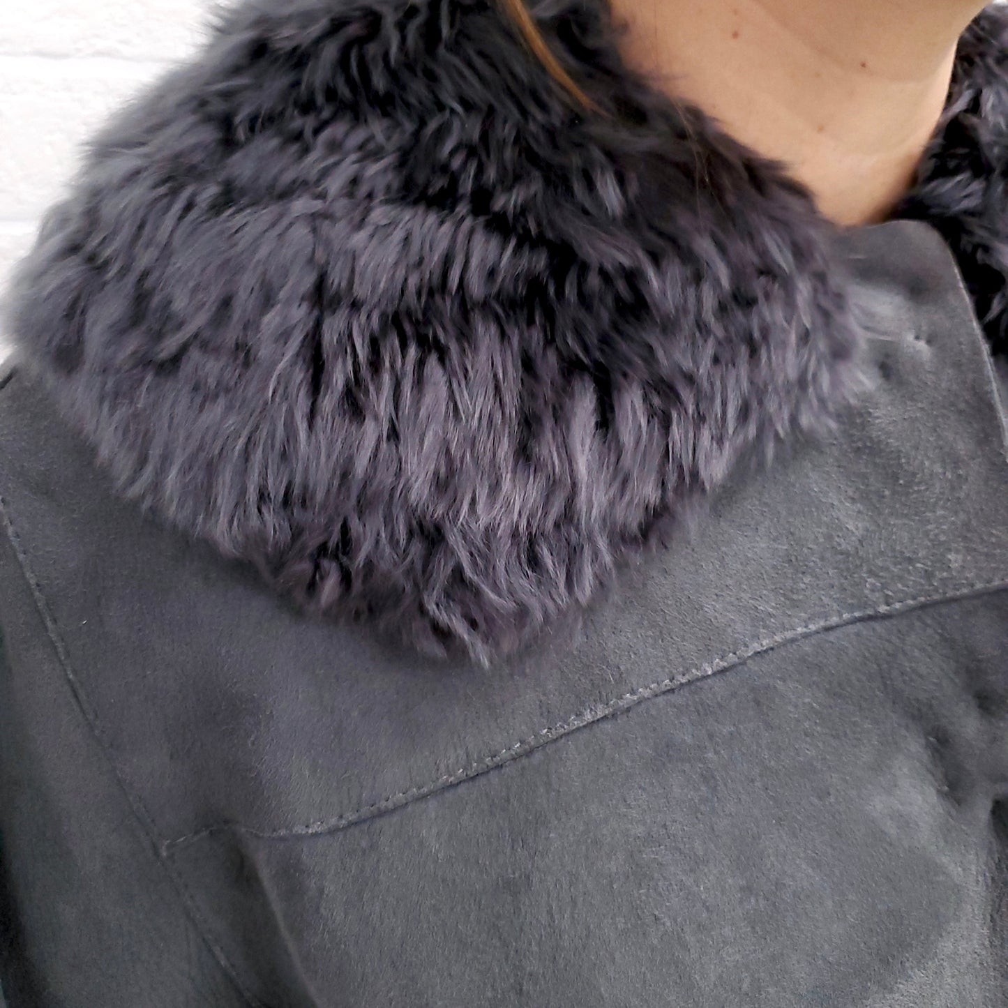 DOLCE & GABBANA SHEARLING JACKET WITH FUR COLLAR - SIZE 38 (US 6)