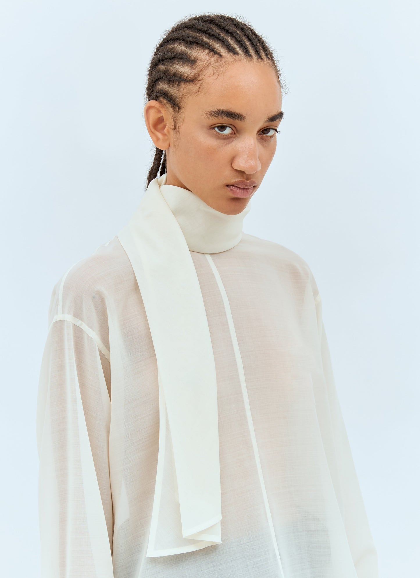 Issey Miyake Women Sheer Shirt With Shawl