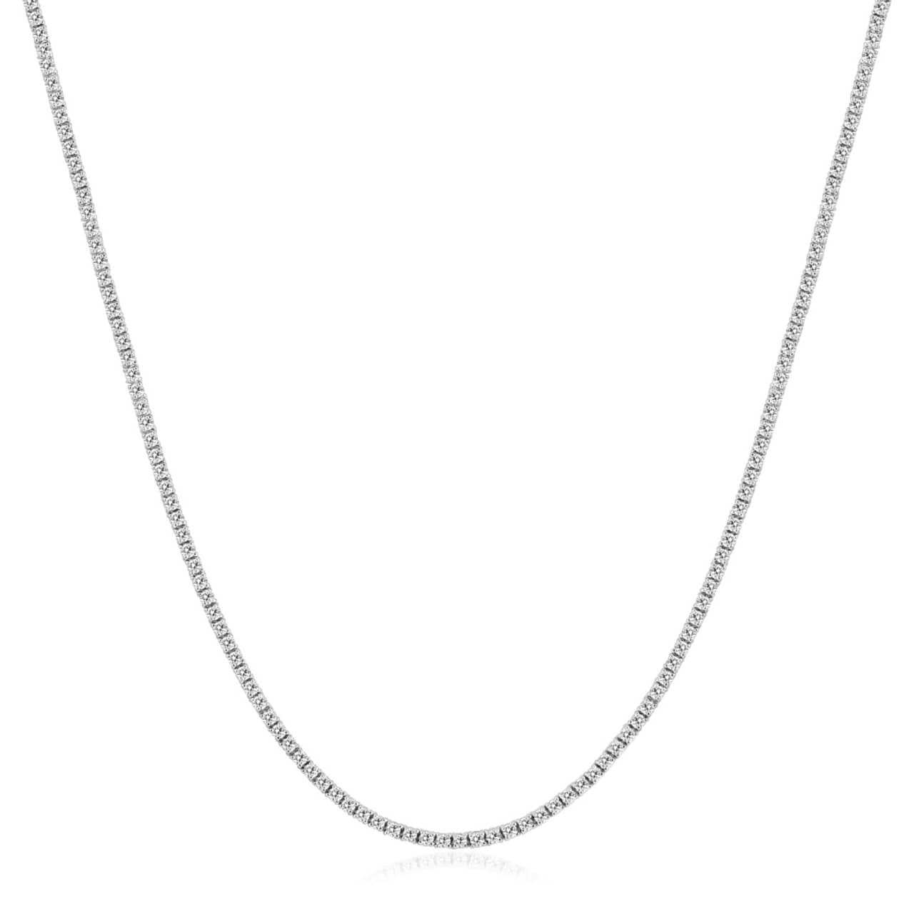 5Ct Natural Diamond Tennis Necklace 14k White Gold 16"
