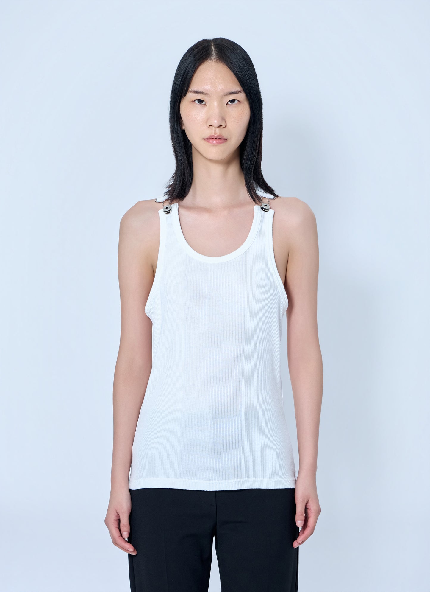 Jean Paul Gaultier Women Ribbed Tank Top With Metallic Hardware