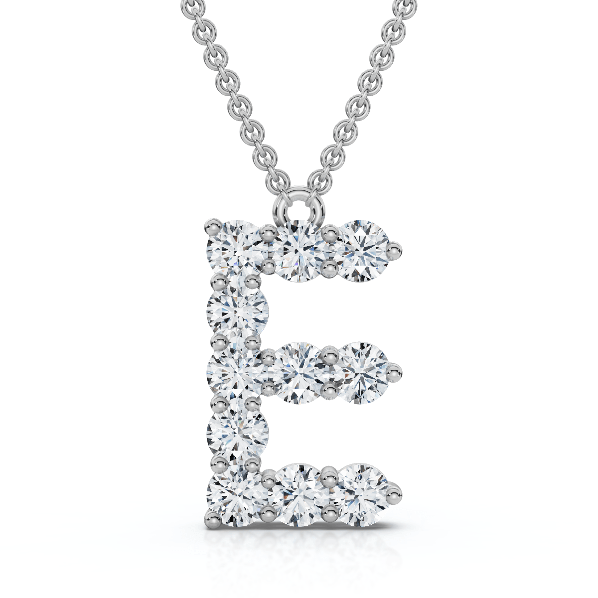 1Ct Diamond Initial "E" Pendant 14k Gold 18" Necklace Lab Grown 5/8" Tall