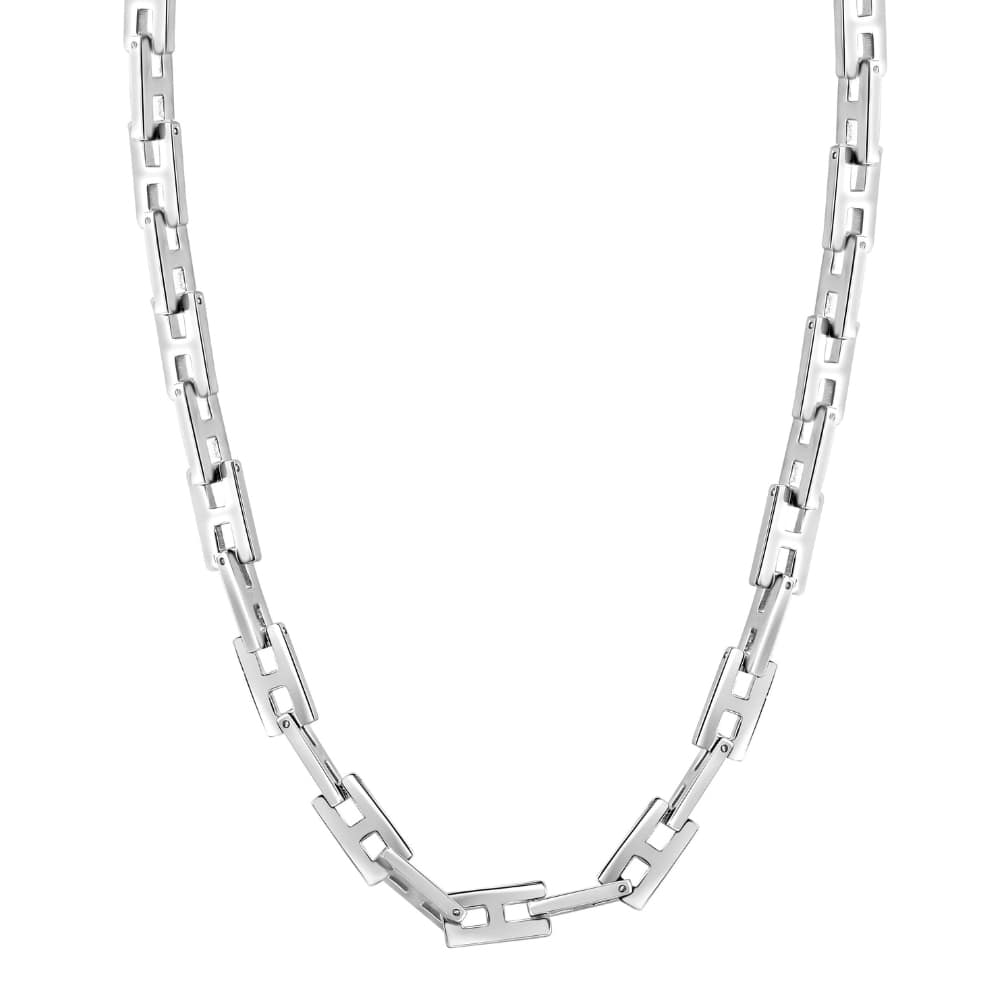 Men's Polished Steel Single Tone Clasp 8mm Flexible H Link 22" Chain
