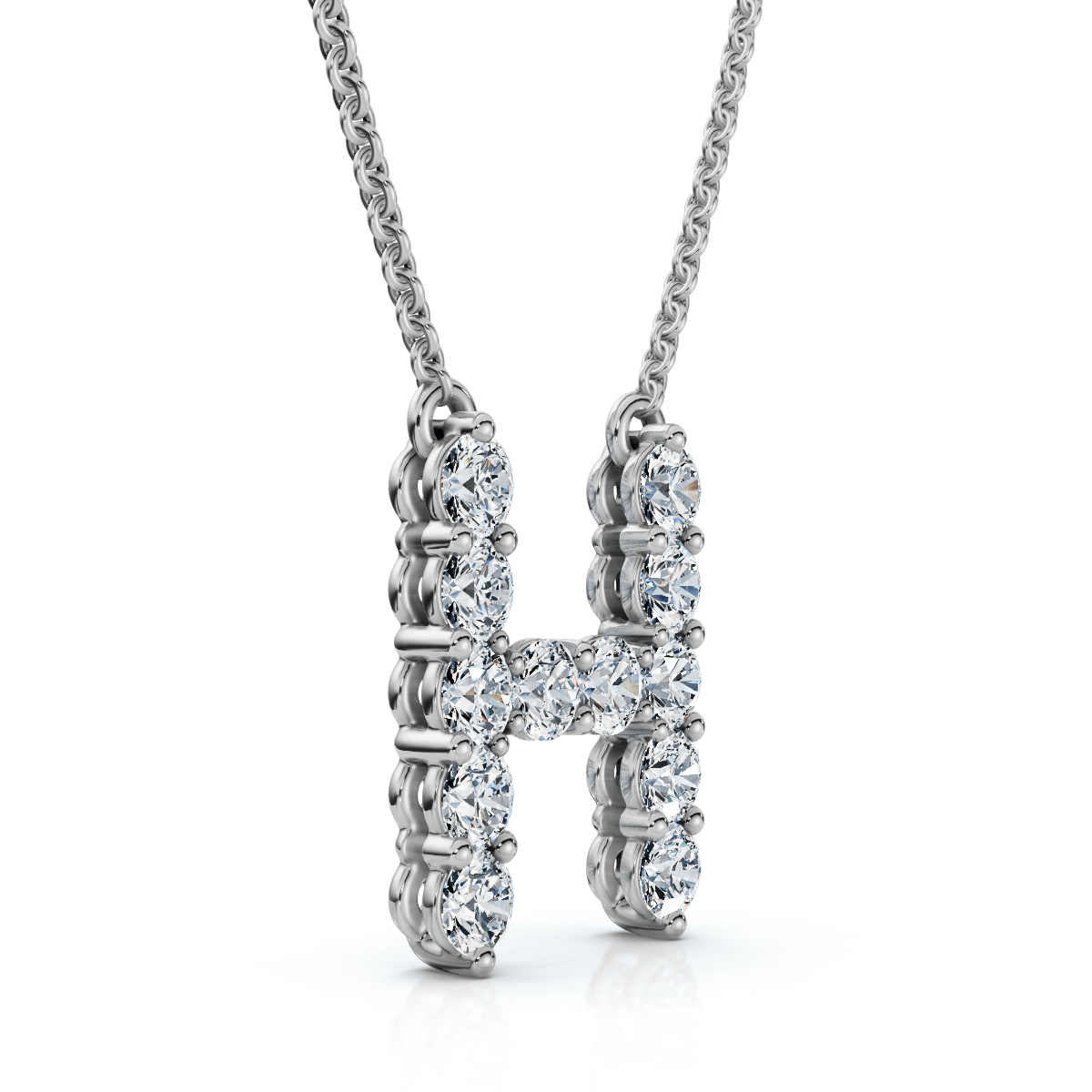 1Ct Diamond Initial "H" Pendant 14k Gold 18" Necklace Lab Grown 5/8" Tall