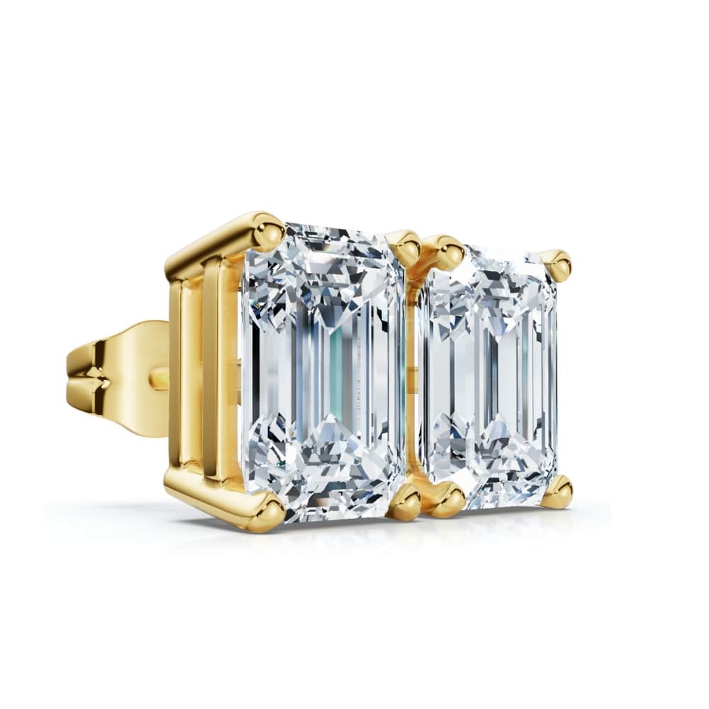 2Ct TW Emerald Cut Diamond Studs 14k Gold Lab Grown