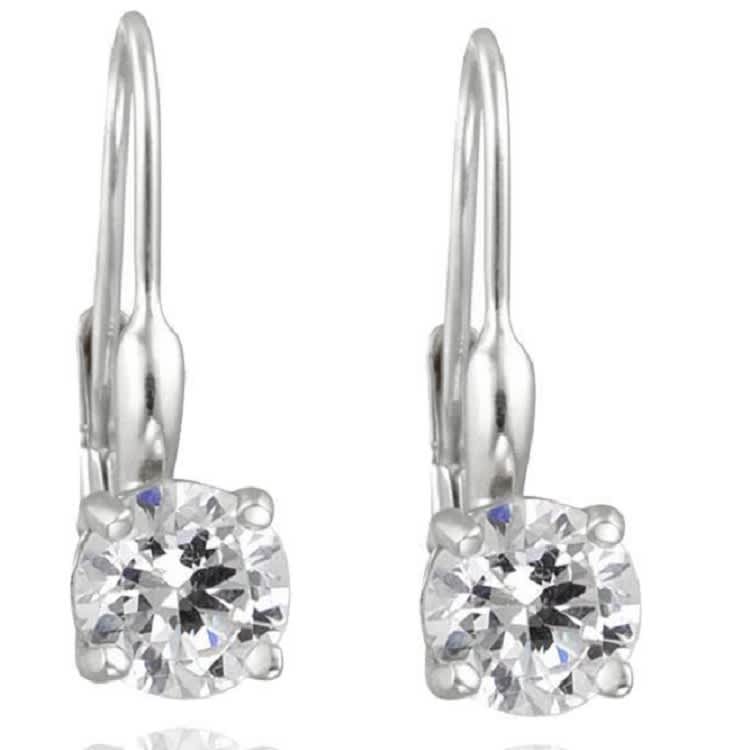 5/8ct Lever Back Dangle Hoops 14K White Gold Earrings Lab Grown