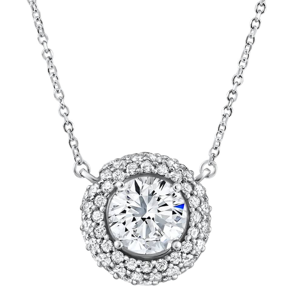Certified 3 1/2Ct Euro Diamond Pendant 14k Gold 18" Women's Necklace Lab Grown