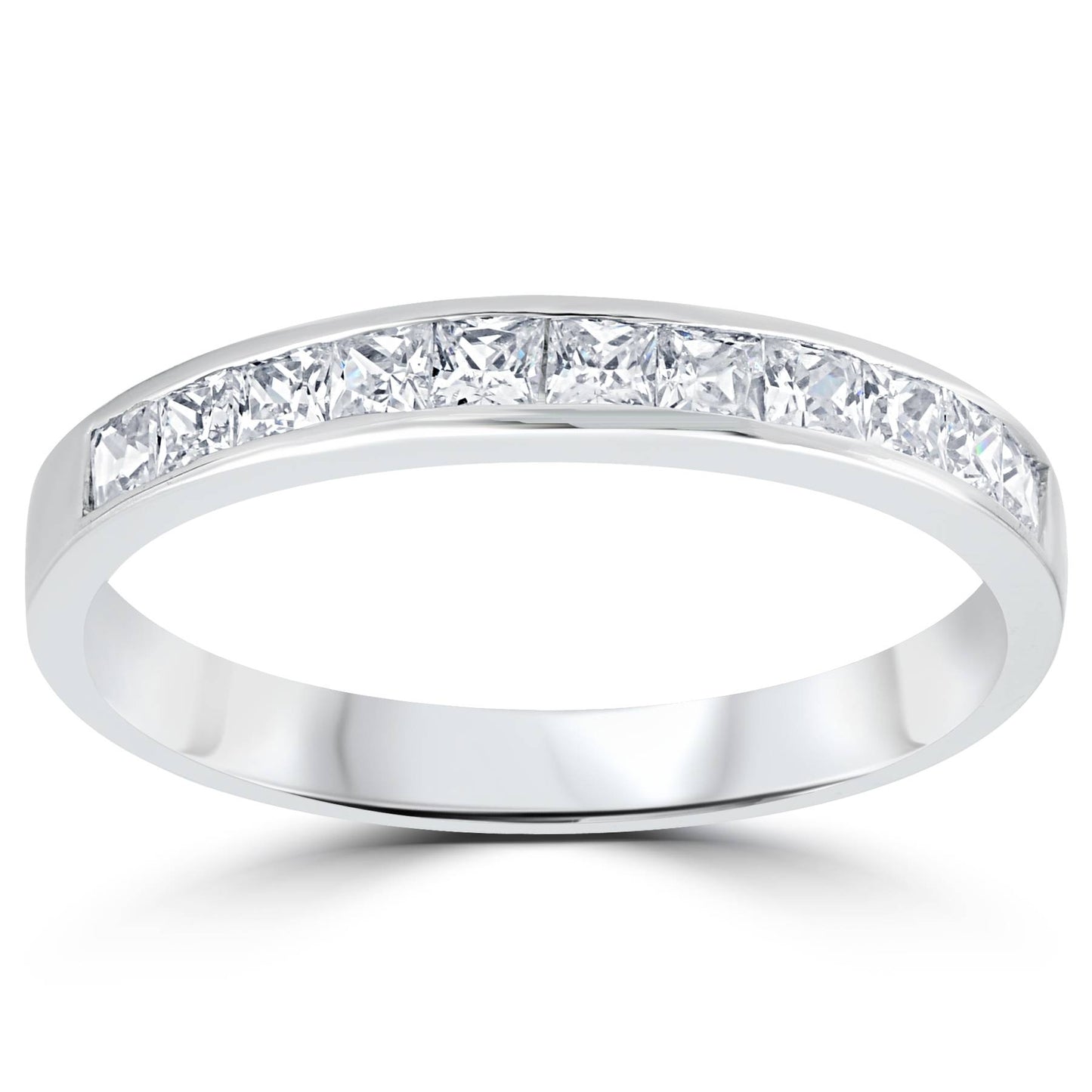 3/8ct Princess Cut Diamond Wedding Anniversary Ring 14K White Gold Size Selectable