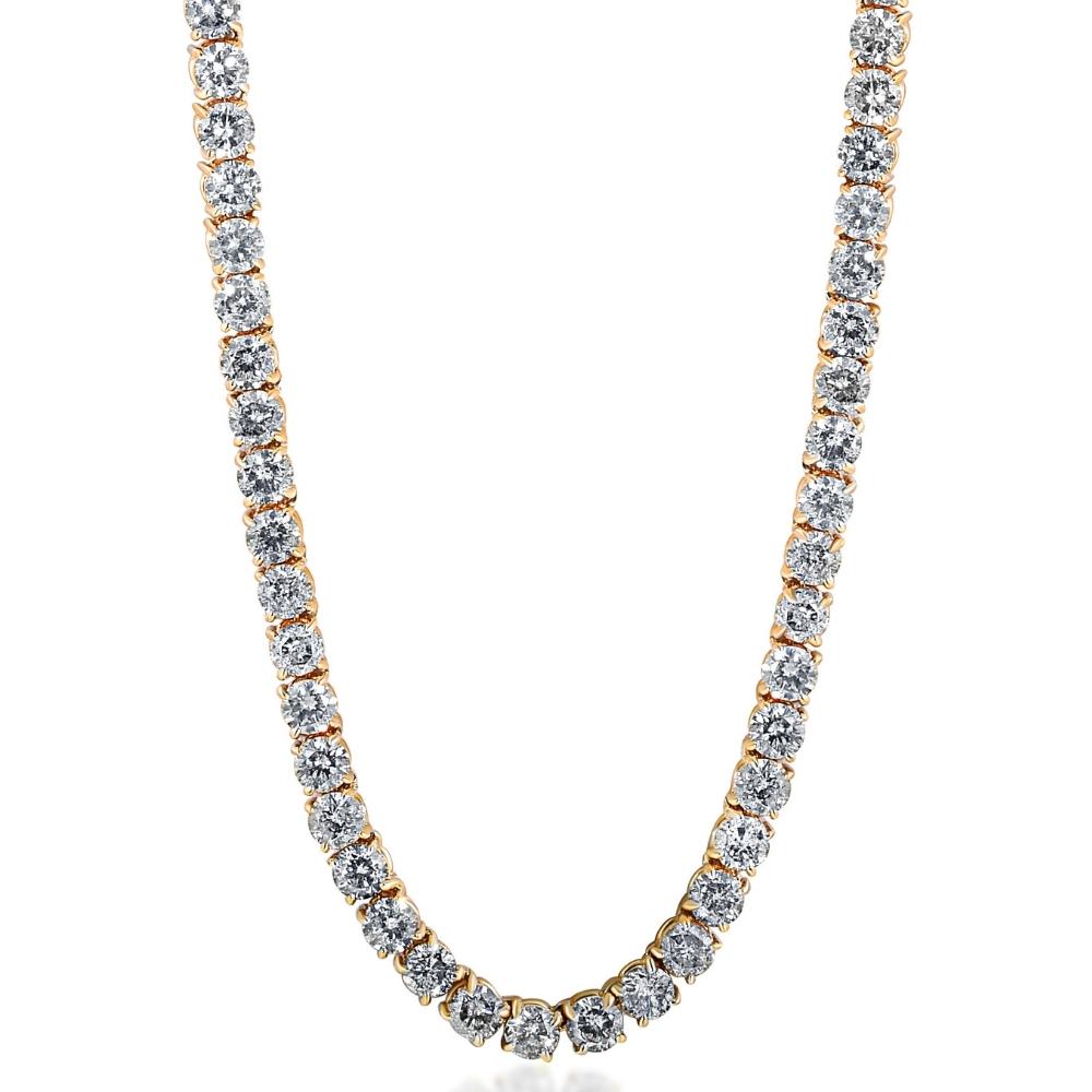 23Ct Diamond Tennis Necklace 14K Yellow Gold 18" Lab Grown
