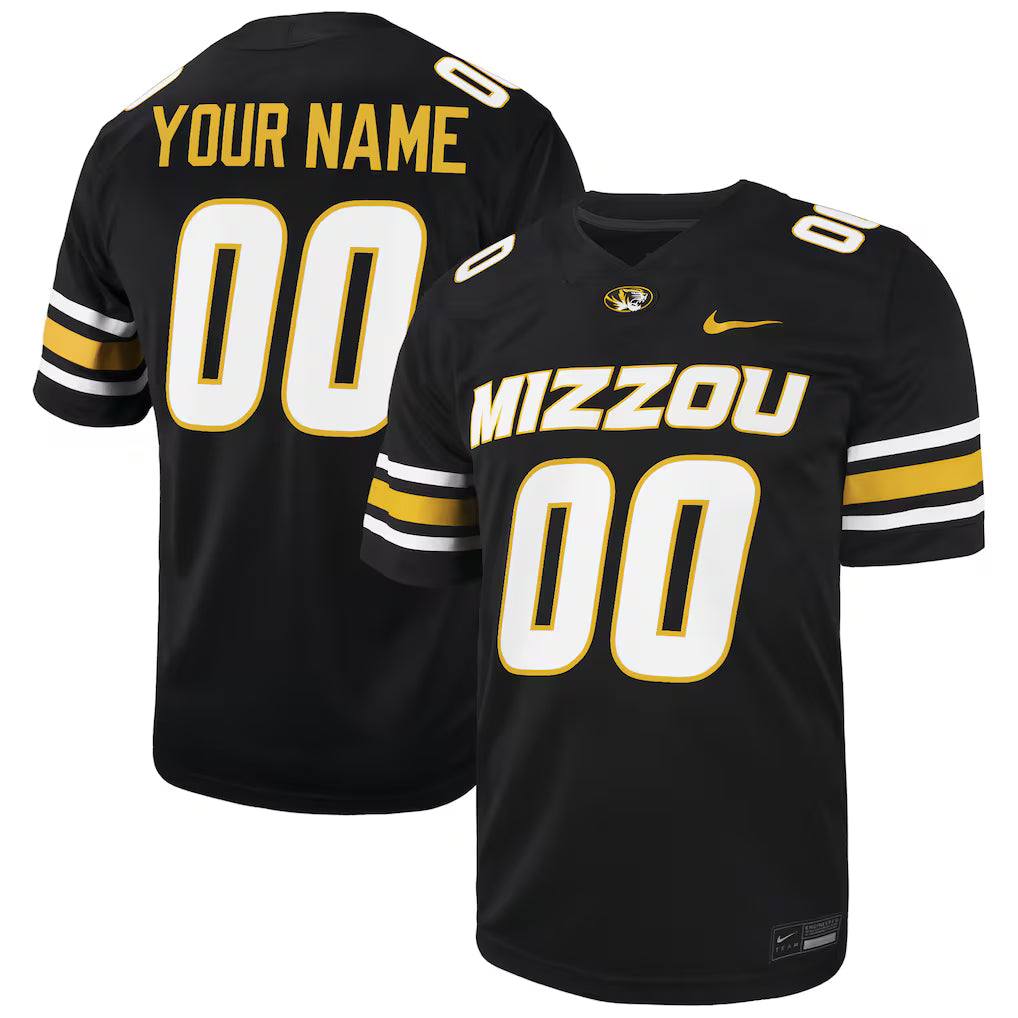 Missouri Tigers Custom Football Game Jersey - Black