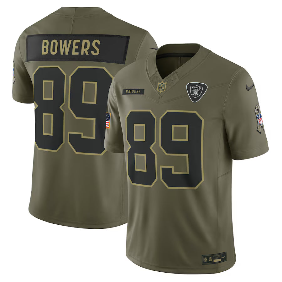 Brock Bowers Las Vegas Raiders 2025 Salute to Service Limited Jersey - Olive