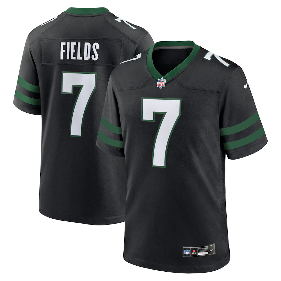 Justin Fields New York Jets Game Jersey - Stealth Black