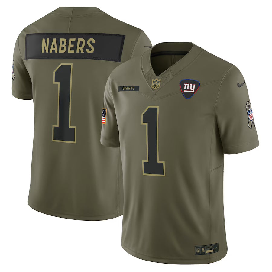 Malik Nabers New York Giants 2025 Salute to Service Limited Jersey - Olive