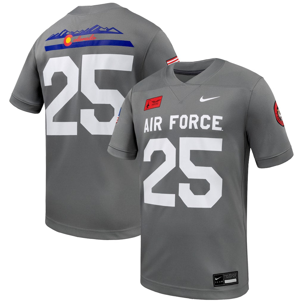 #25 Air Force Falcons APLS Fighting Falcon Collection Football Game Jersey - Gray