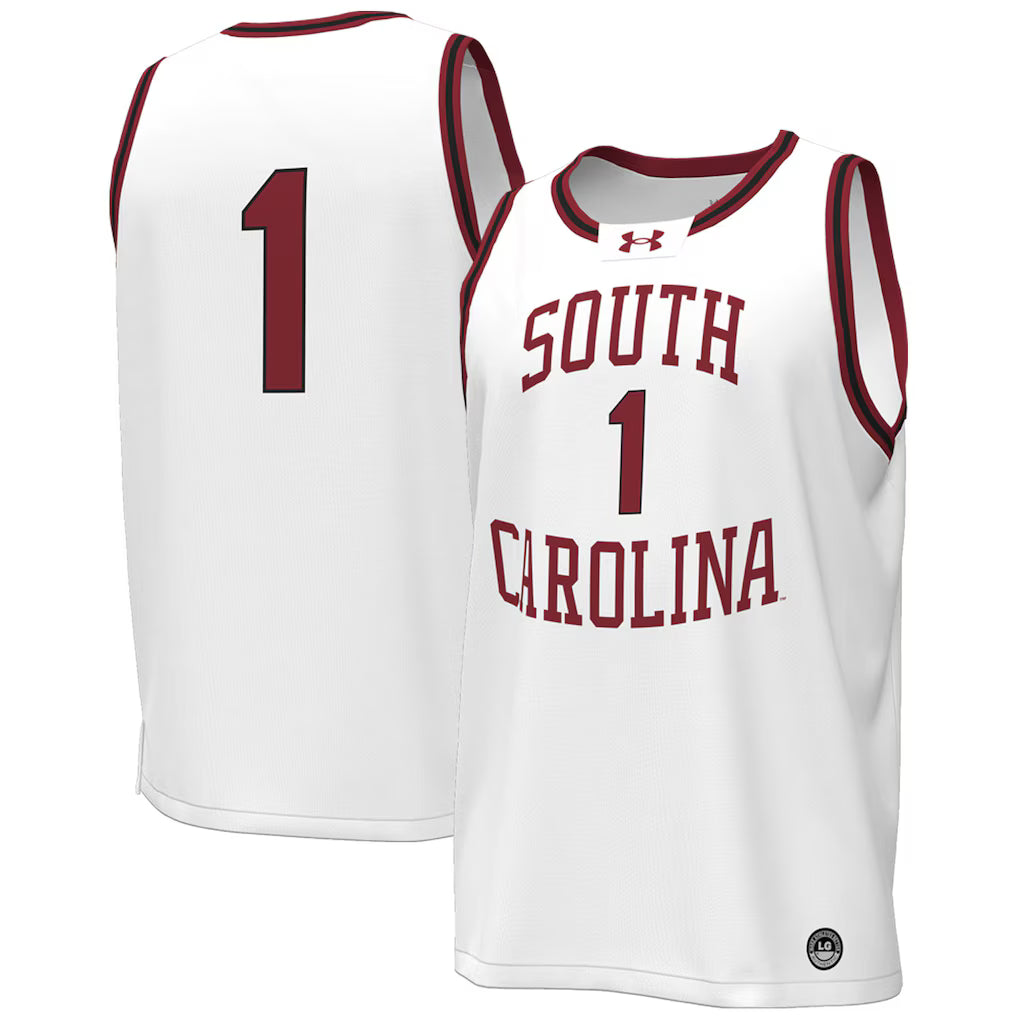 #1 South Carolina Gamecocks Under Armour Throwback Basketball Jersey - White