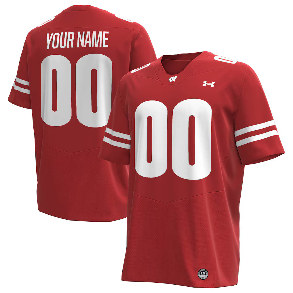 Wisconsin Badgers Under Armour Custom Football Jersey - Red