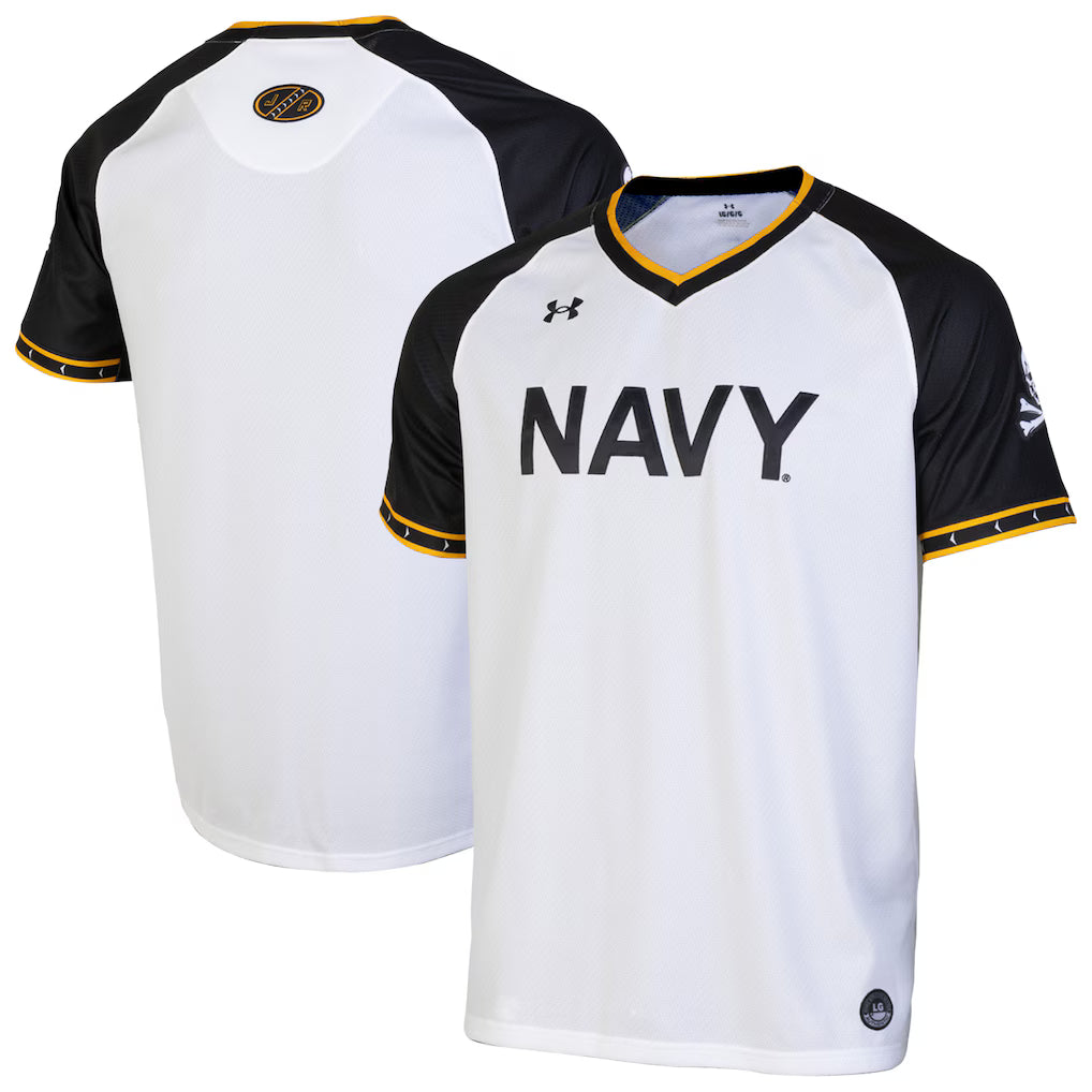 Navy Midshipmen Under Armour Full-Button Baseball Jersey - White