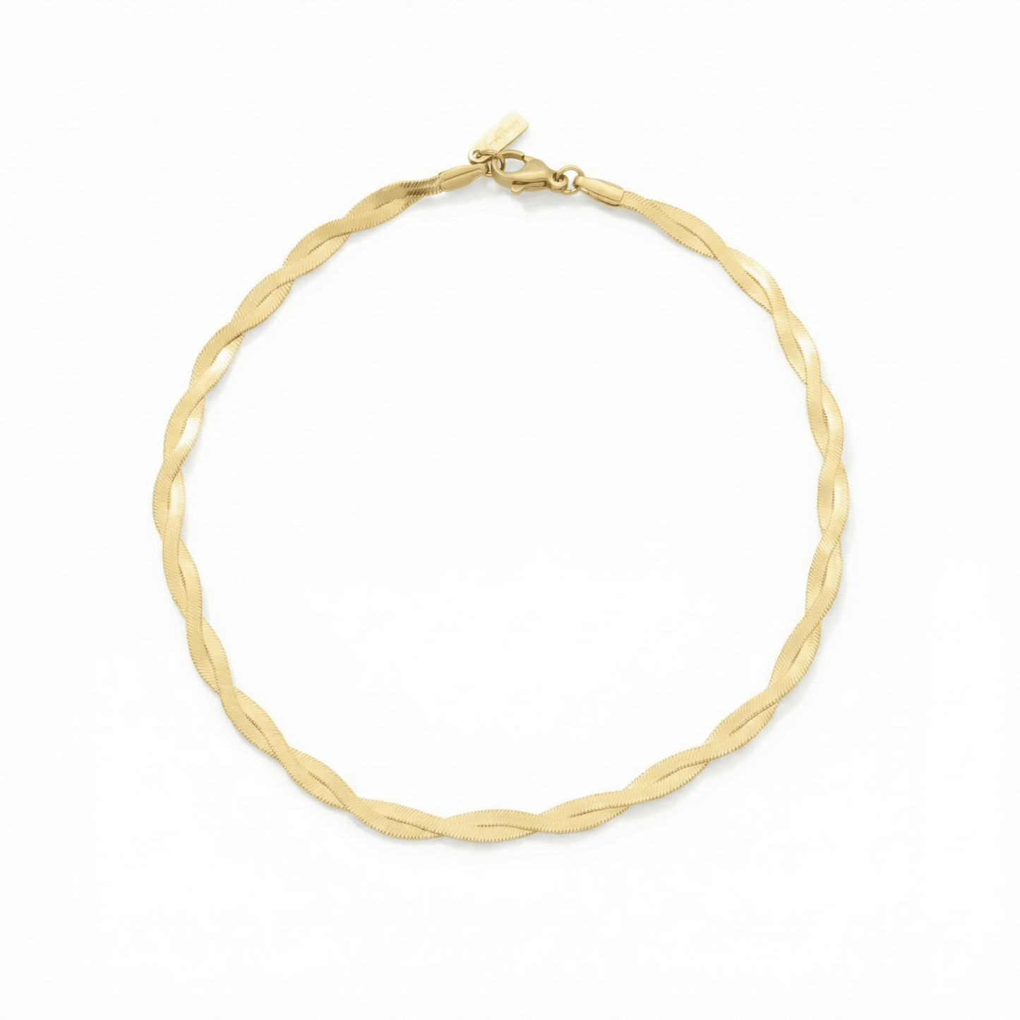 Amina Anklet 18k Gold Plated 10" 6mm Total Width Herringbone Chain