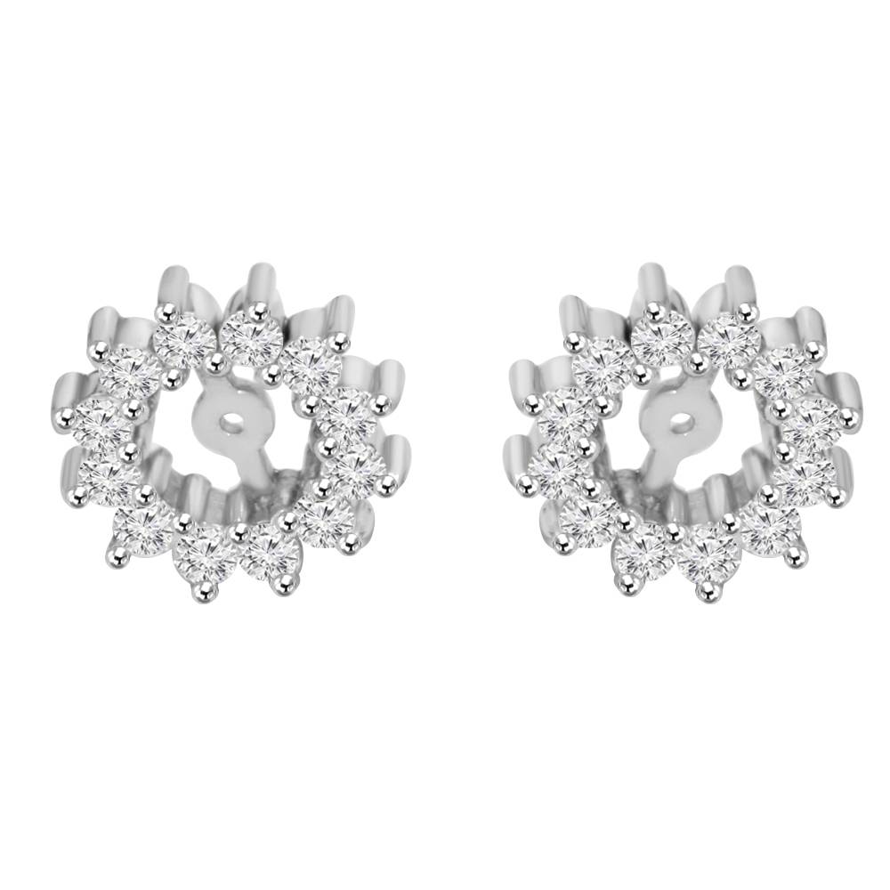 1/2ct Diamond Earrings Jackets 14K White Gold (5-5.5mm)