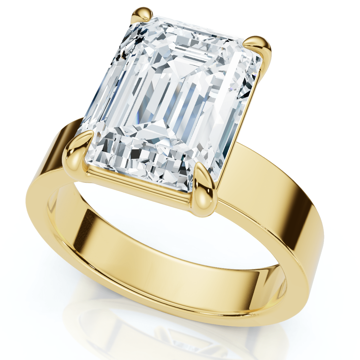 Certified 4Ct Emerald Diamond Cigar Band Engagement Ring Lab Grown