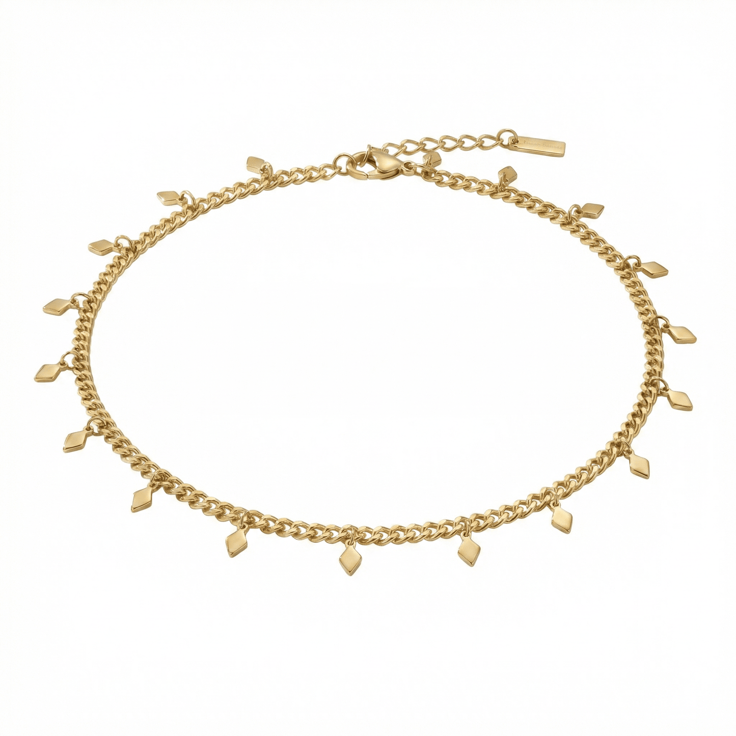 Sabrina Anklet 4mm Curb Chain 10" Lobster Clasp 18k Plated Yellow gold