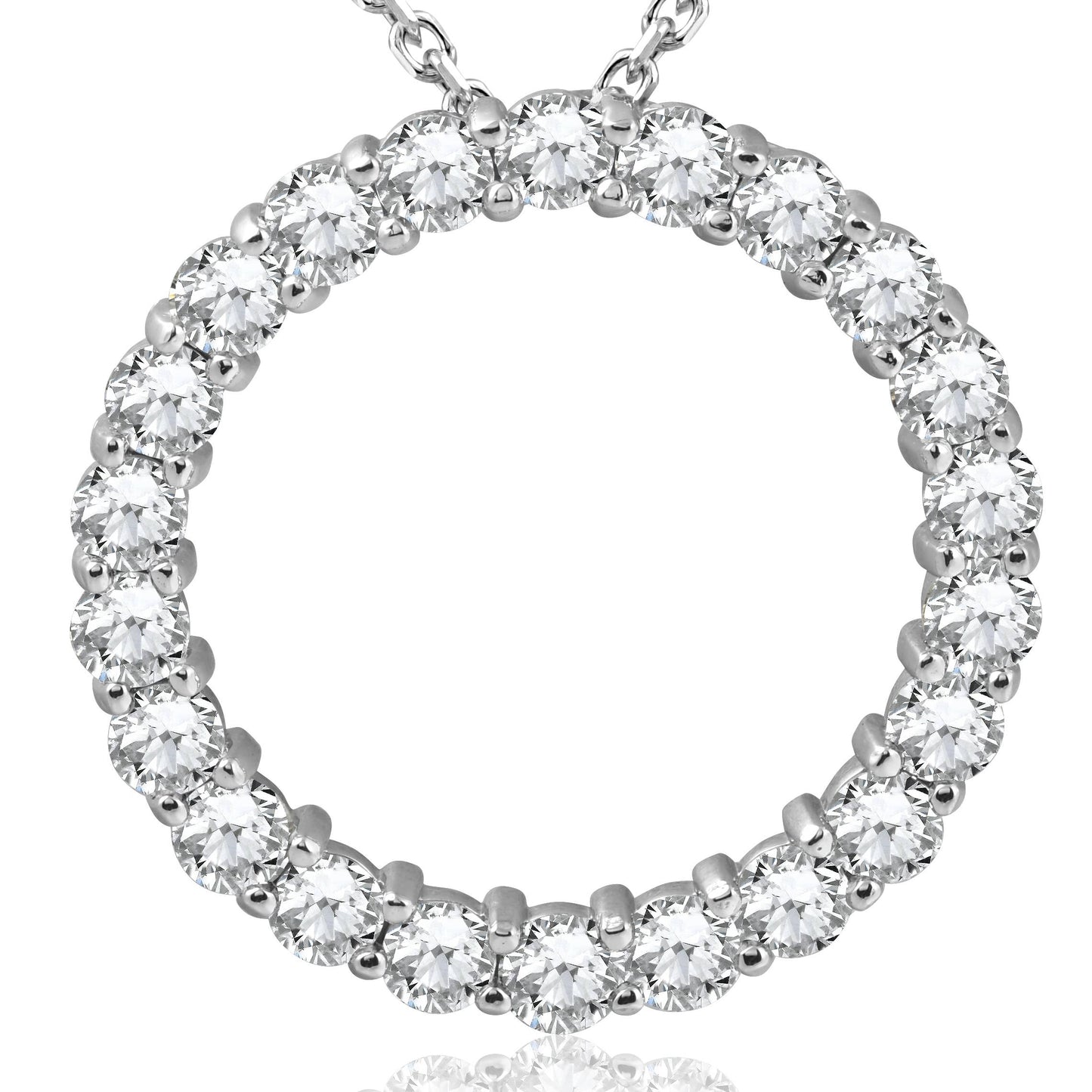 5ct Diamond Circle Pendant 14K White Gold Lab Grown