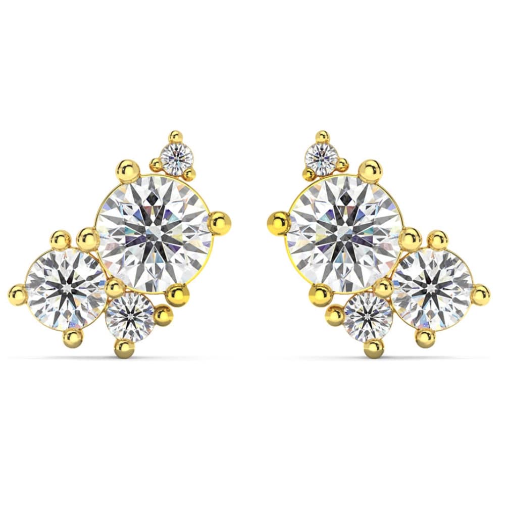 G/VS 2.50Ct Diamond Studs Bouquet Earrings 14k Gold Lab Grown 11.5mm
