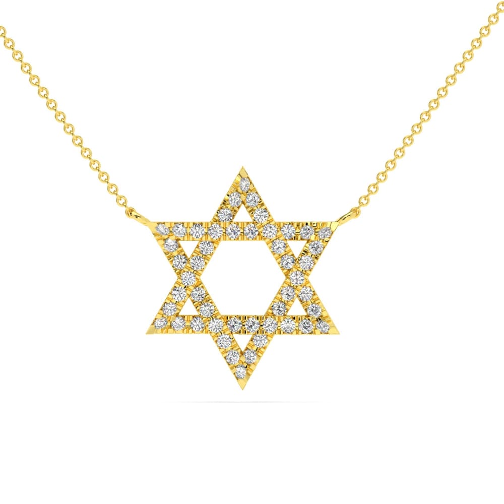 1Ct TW Diamond Jewish Star Pendant 14k Gold Lab Grown Necklace 1" Tall