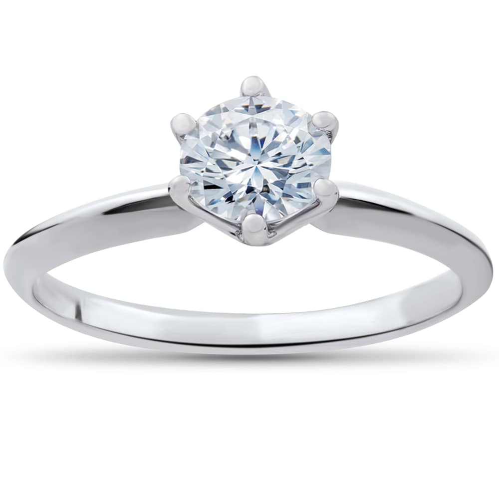 7/8 ct Diamond Solitaire Engagement Ring 14k White Gold