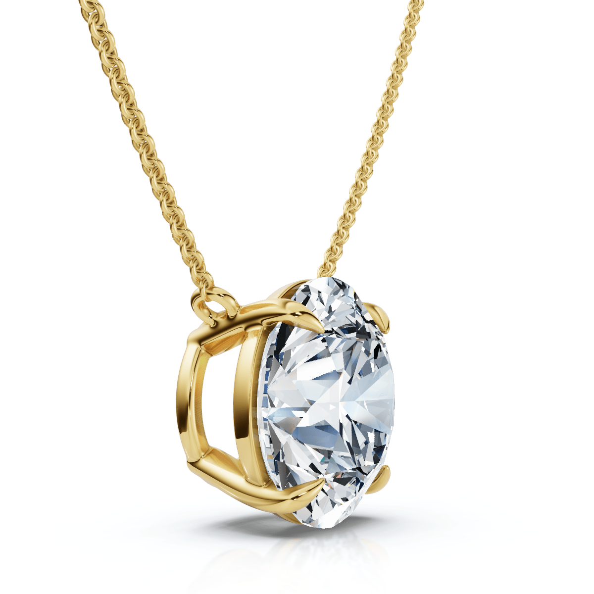 Certified 3Ct Diamond Solitaire Pendant 14k Gold 18" Necklace Lab Grown