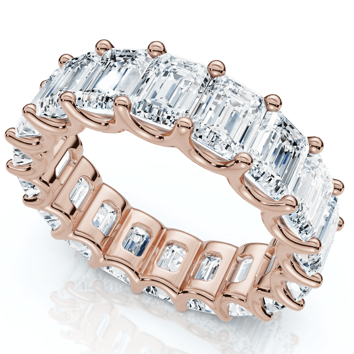 11 1/2Ct Emerald Cut Diamond Eternity Ring Gold or Platinum Band Lab Grown
