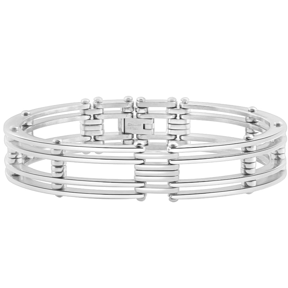 Men's Steel Single tone 13.5mm Link Flexible Clasp 8.5 " Bracelet