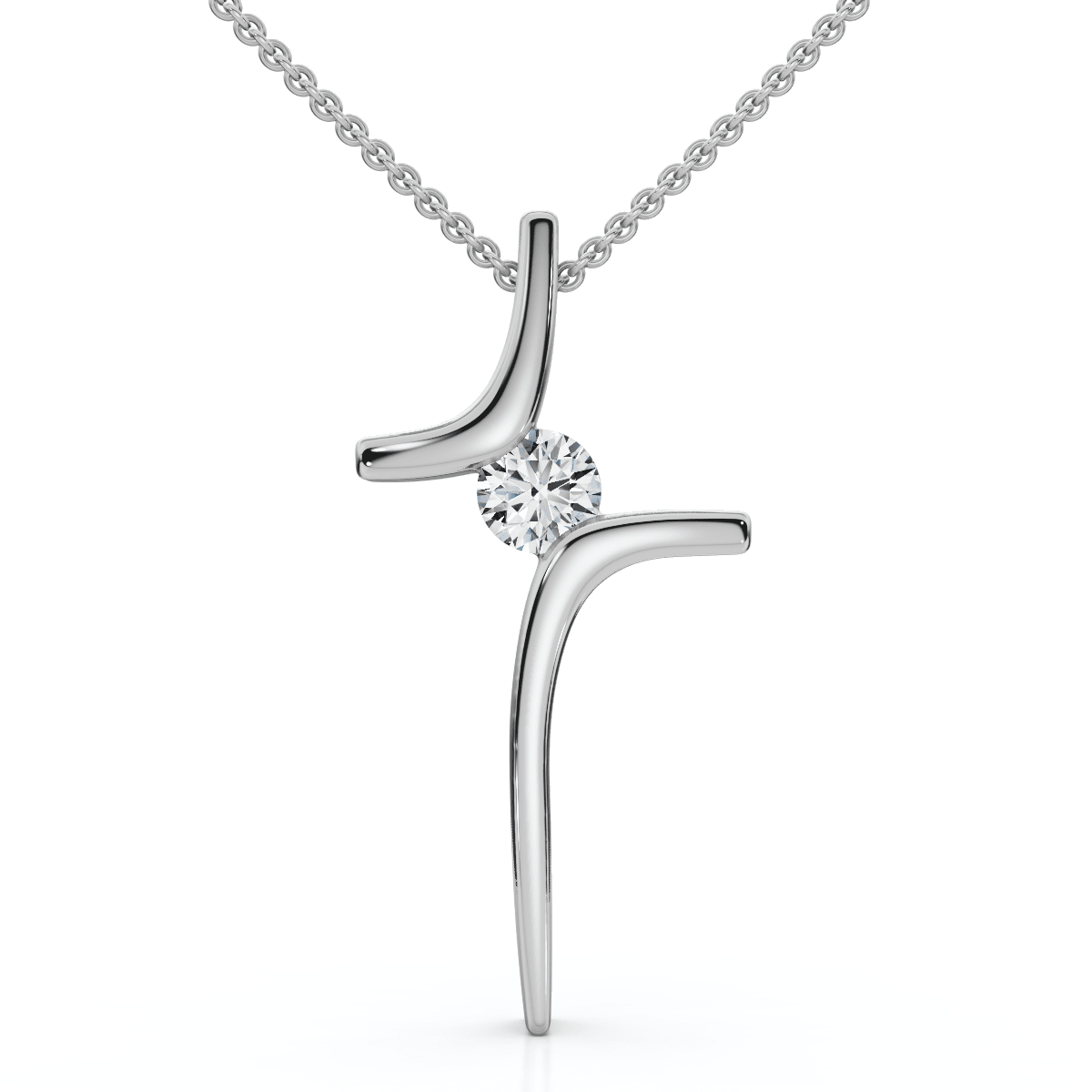 Diamond Cross Pendant Gold 18" Necklace 5/8" Tall Lab Grown