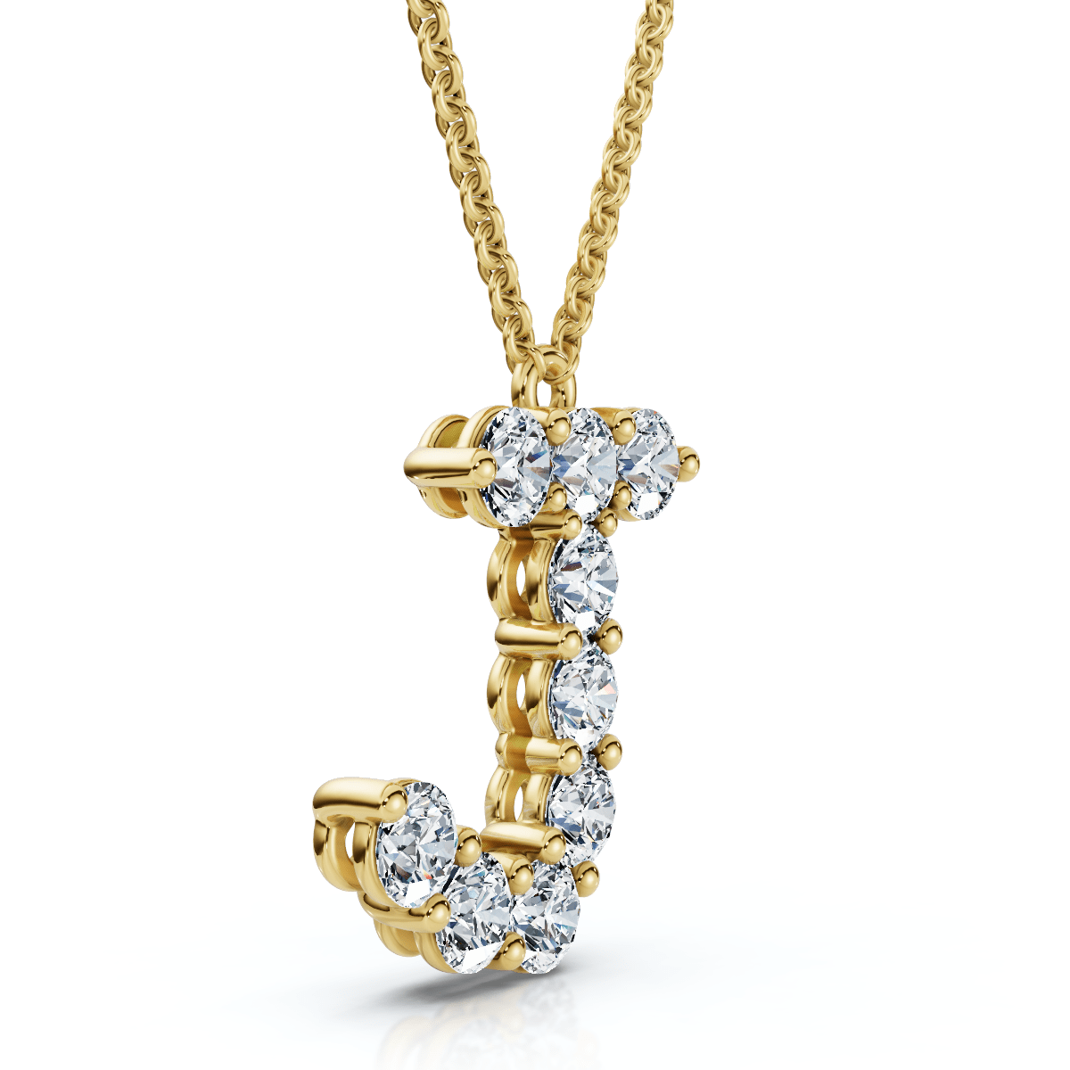 1Ct Diamond Initial "J" Pendant 14k Gold 18" Necklace Lab Grown 5/8" Tall