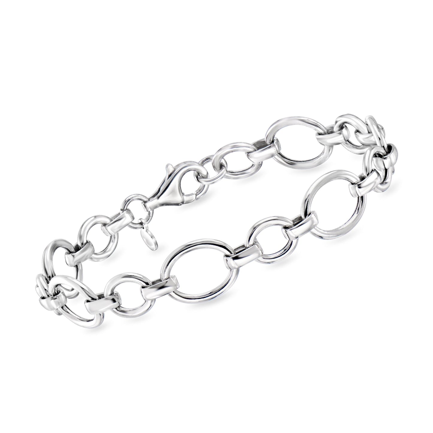 Ross-Simons Italian Sterling Silver Cable and Oval-Link Bracelet