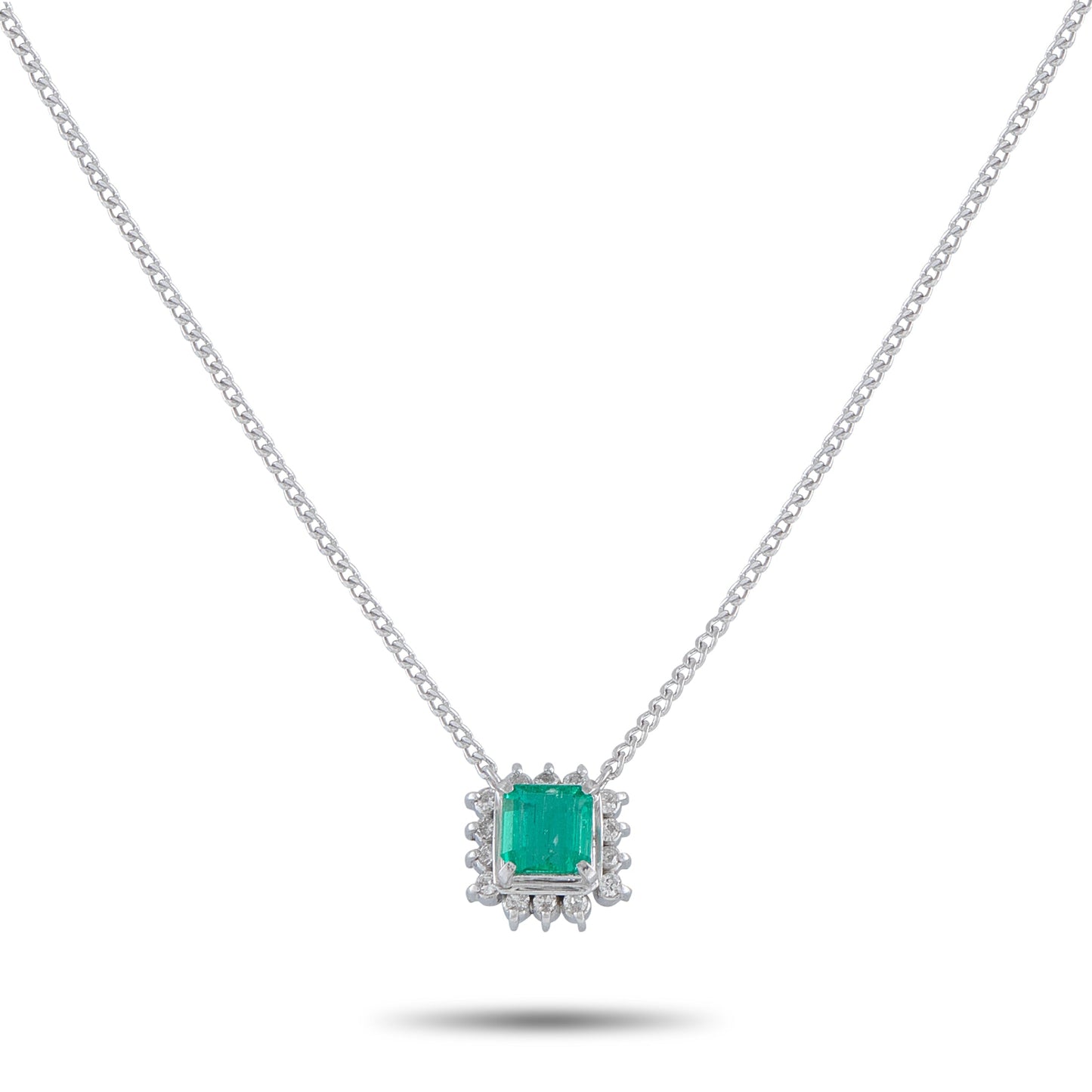 LB Exclusive Platinum 0.12ct Diamond and Emerald Necklace MF06-041026