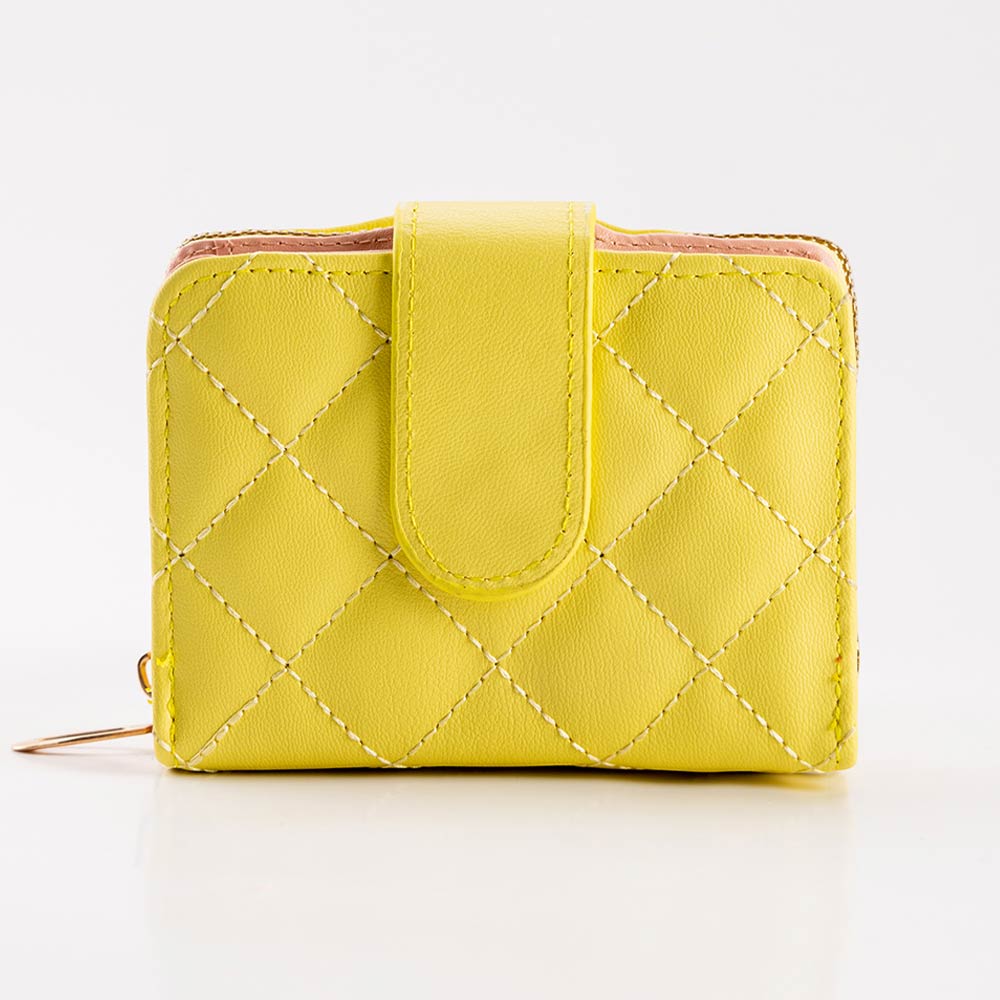 Faux Leather Compact Quilted Card Organizer Wallet