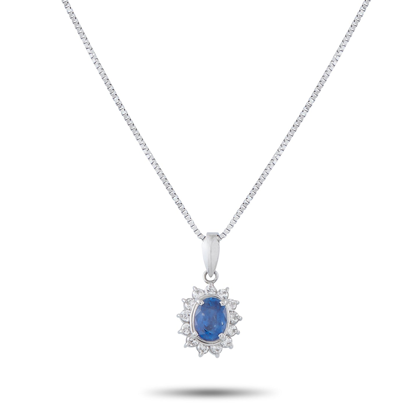 LB Exclusive Platinum 0.19ct Diamond and Sapphire Pendant Necklace MF32-041426