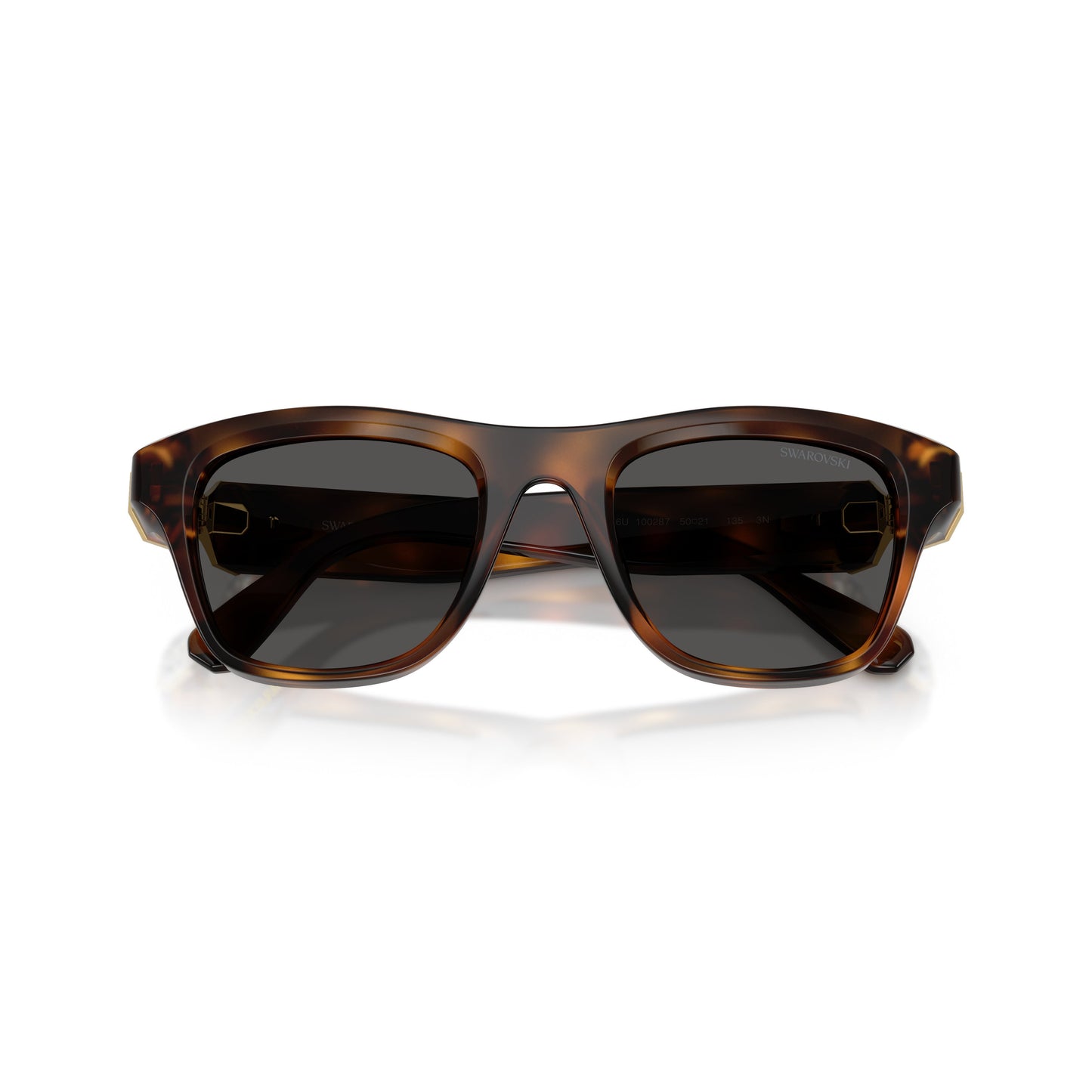 0Sk6056U Rectangular Tortoiseshell Sunglasses with Crystal Accents