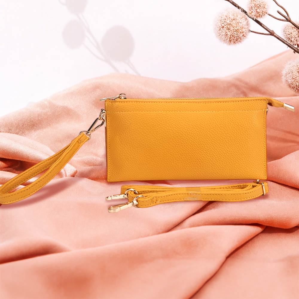 Faux Leather Slim Wallet Crossbody Bag
