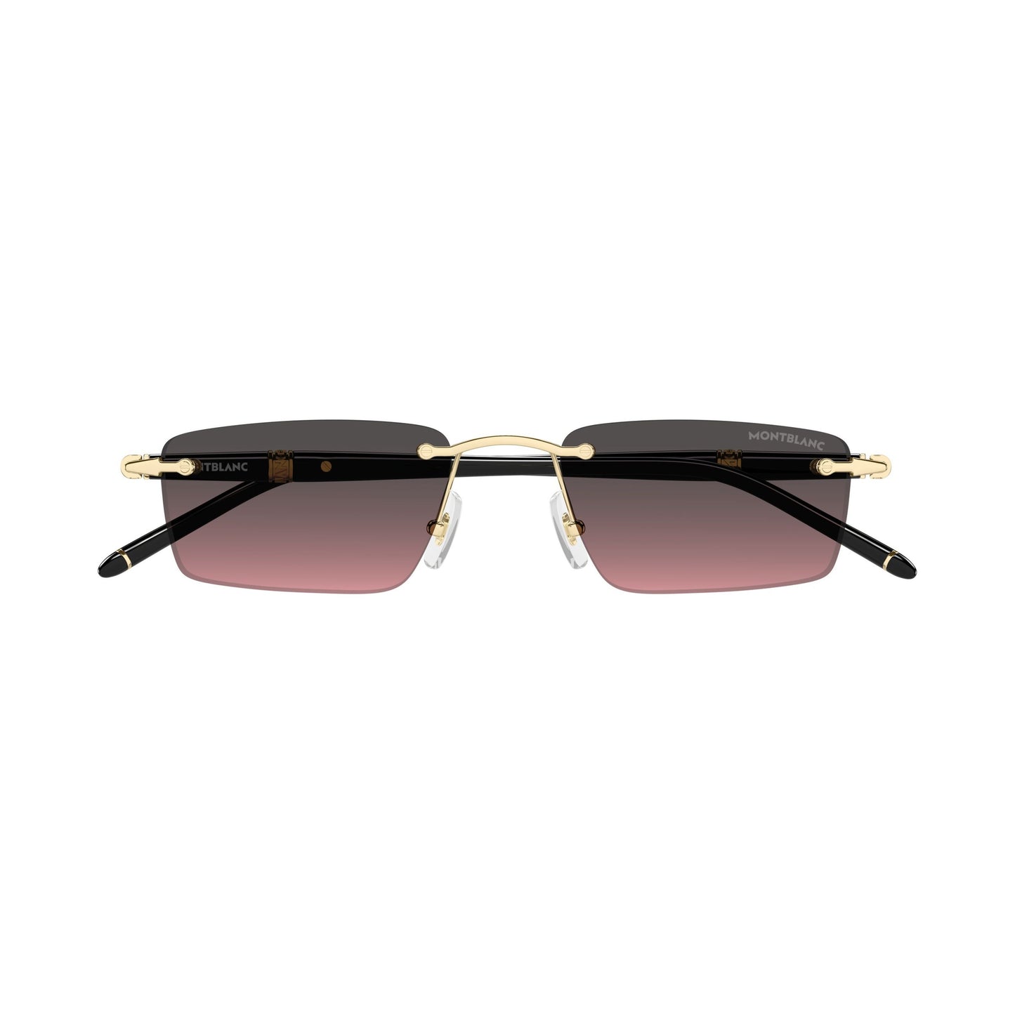 Rimless Rectangular Sunglasses With Gradient Lenses And Gold Accents