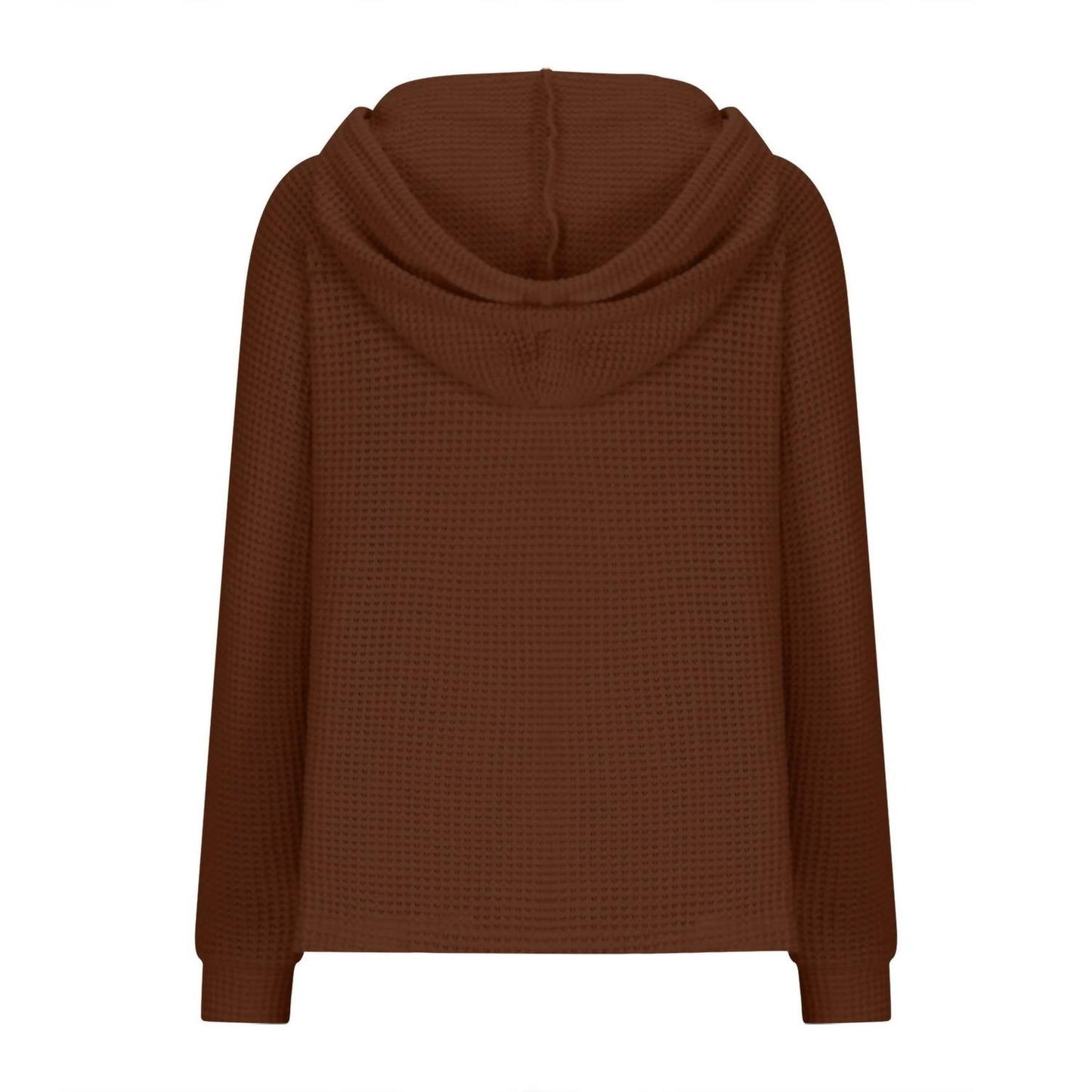 Waffle Button-Up Hoodie Pullover In Caramel