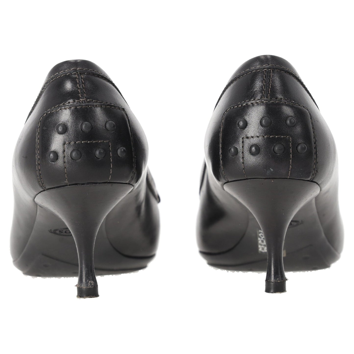 Tod's Pointed Toe Penny Loafer Pumps in Black Leather