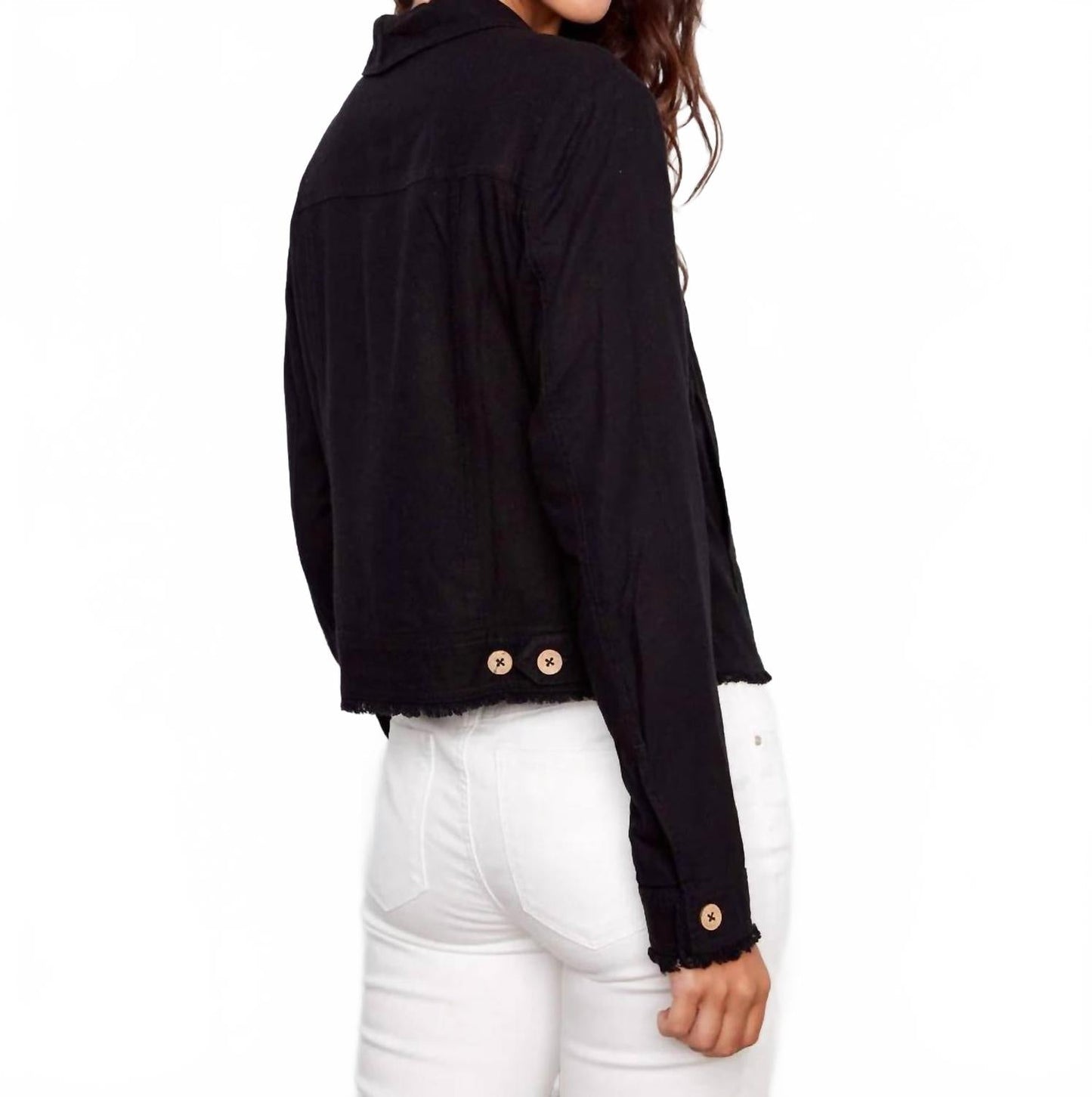 Linen Blend Jacket In Black