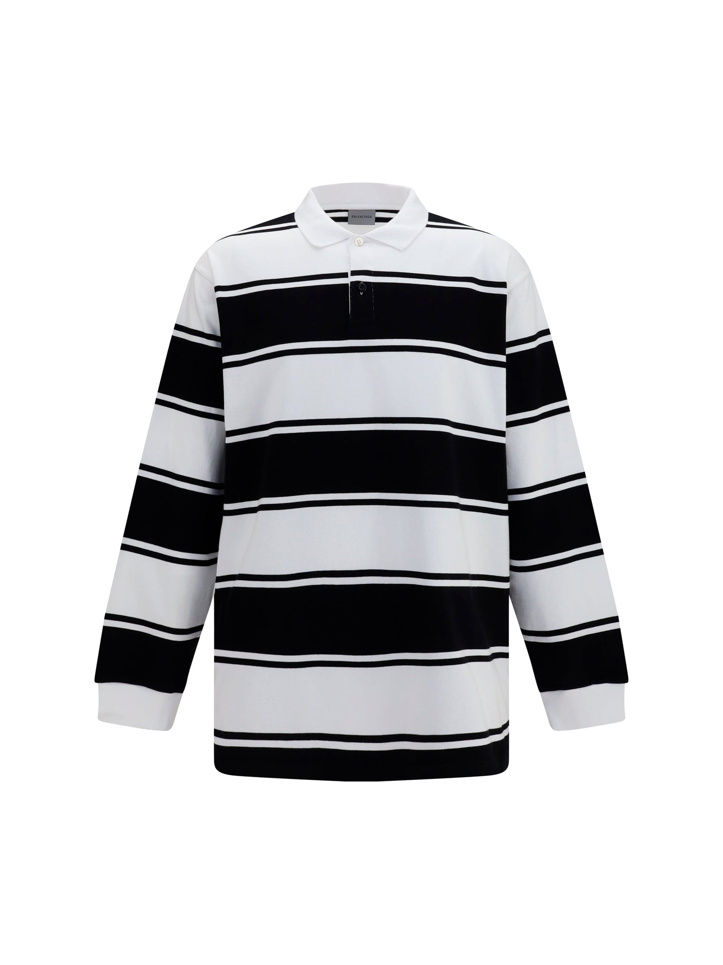 Balenciaga Men Striped Long-Sleeve Polo