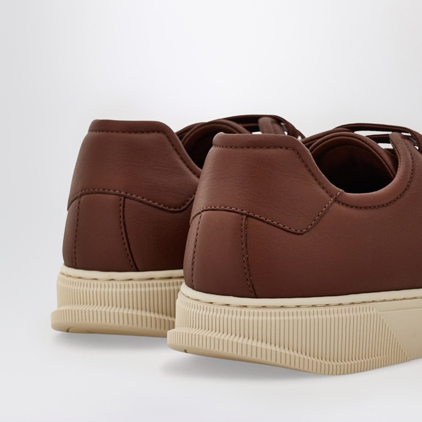 Ferragamo Brown Leather Sneakers Men