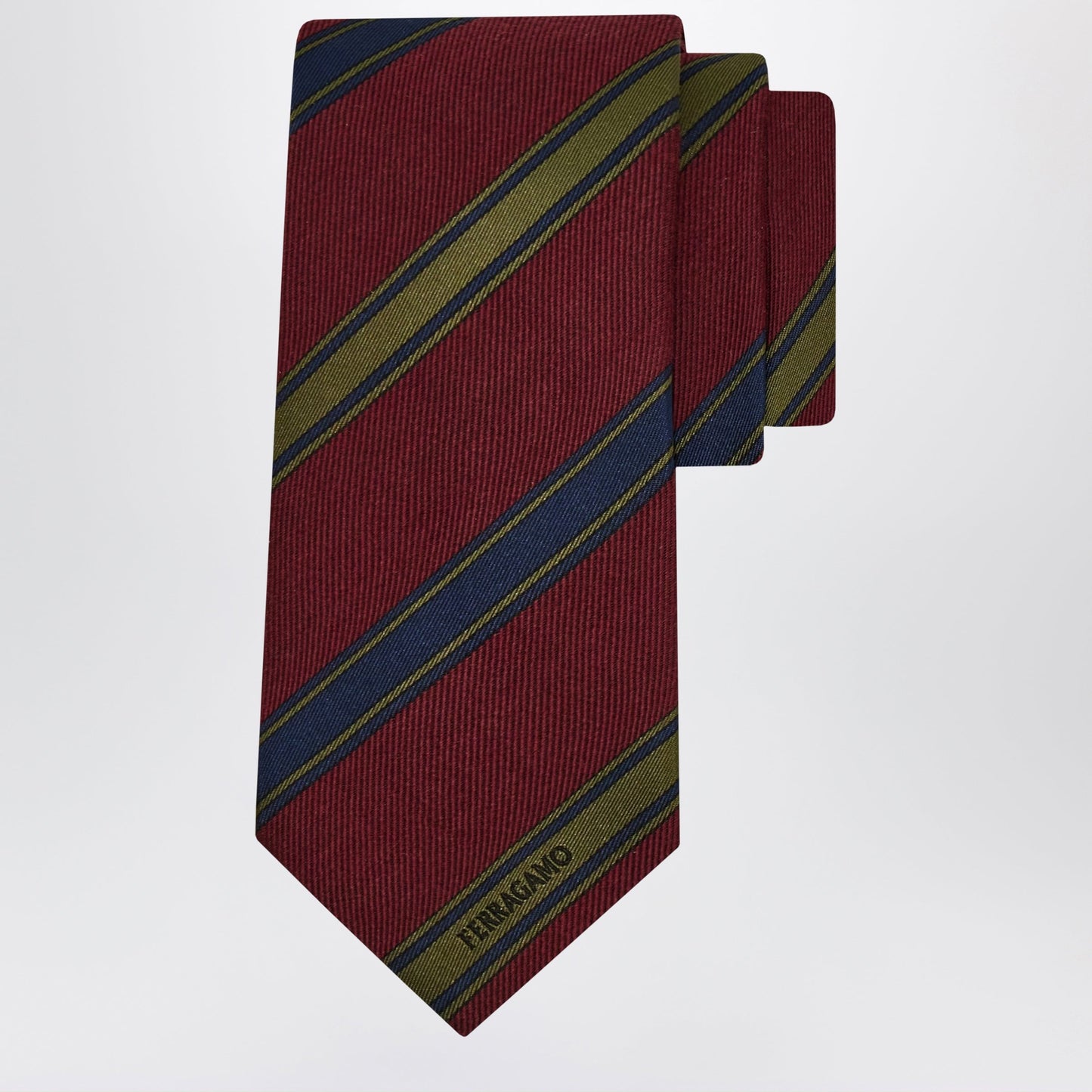 Ferragamo Bordeaux/Red Regimental Jacquard Tie Men