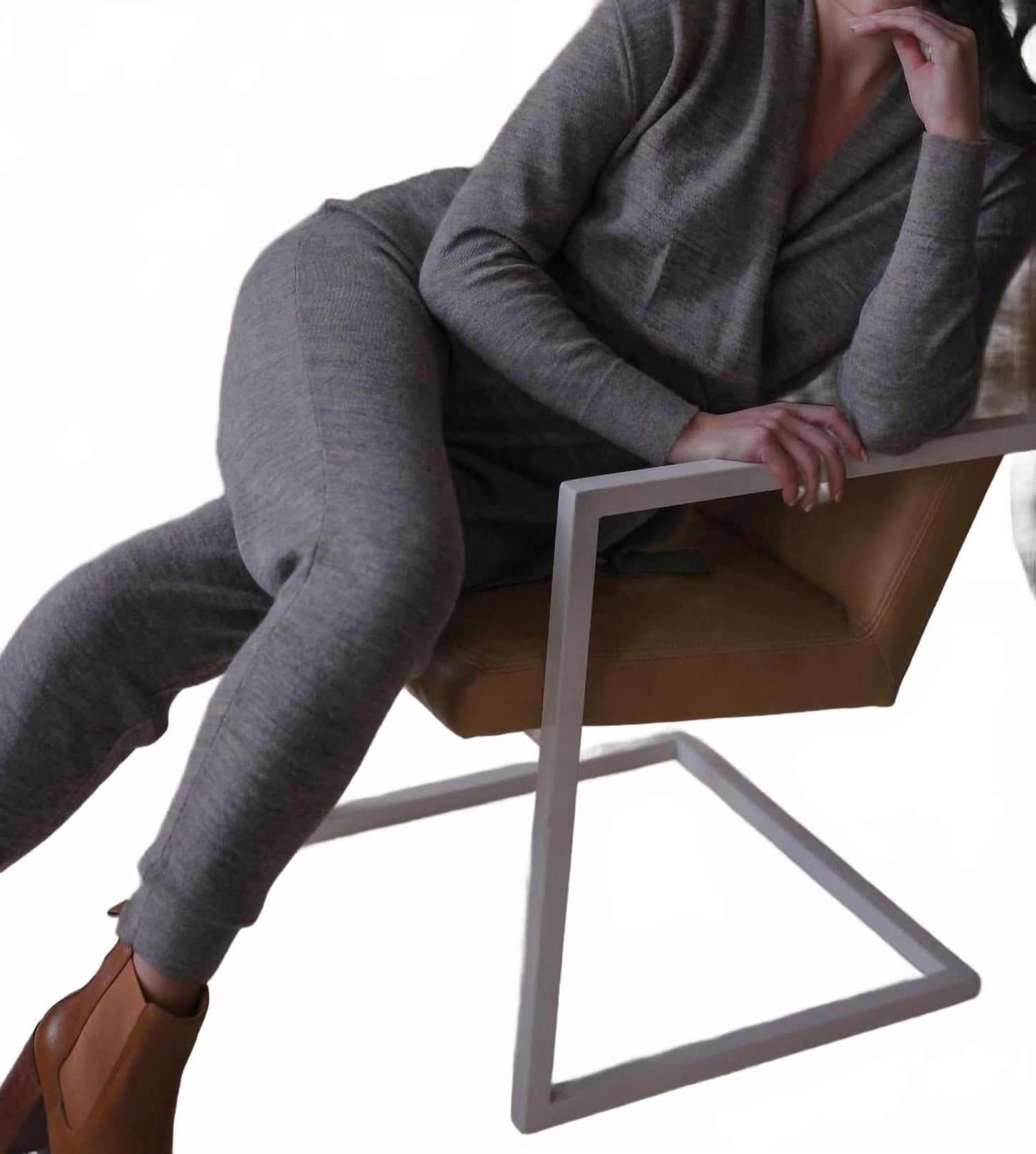 Wrap Neck Jumpsuit In Grey Heather