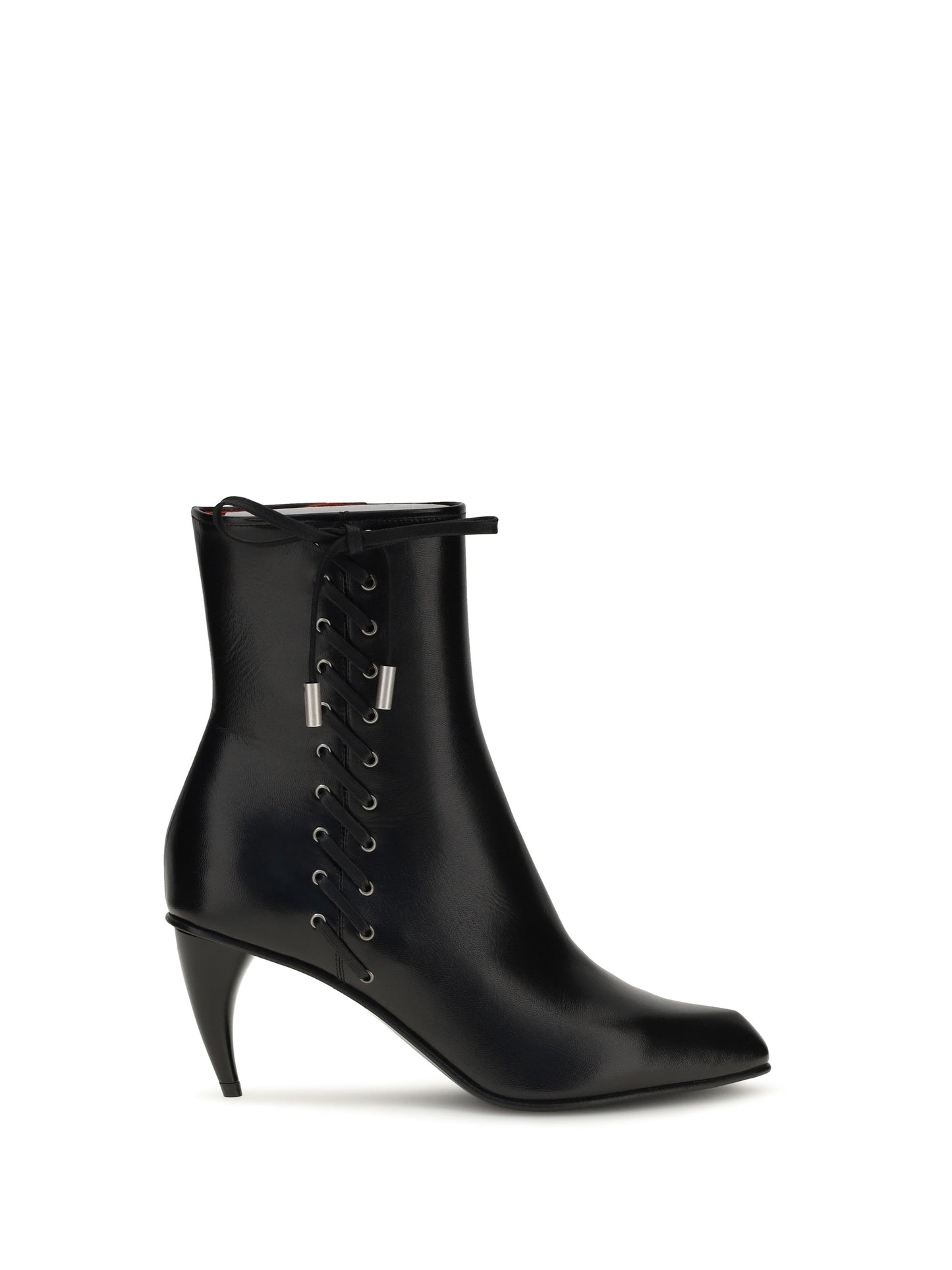 Alexander Mcqueen Women Curved-Heel Ankle Boots With Side Lacing