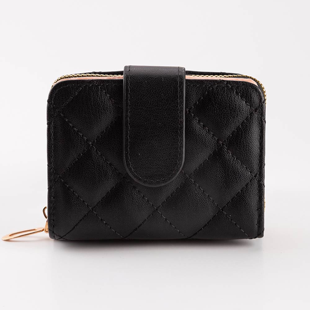 Faux Leather Compact Quilted Card Organizer Wallet
